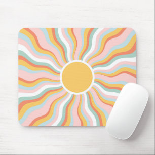 Boho Wavy Sun Rays Retro Design Muismat