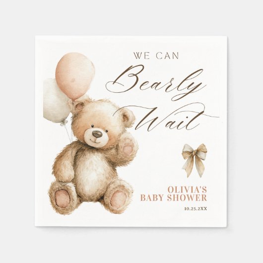 Boho We Can Bearly Wait Teddy Bear Baby Shower Servet (Voorkant)