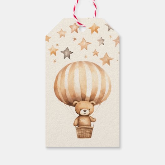 Boho We kunnen nauwelijks wachten Beige Beer Baby Cadeaulabel (Achterkant)