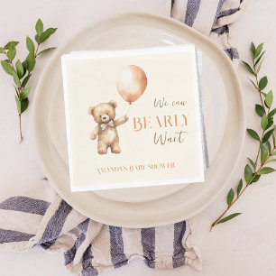 Boho we kunnen nauwelijks wachten Beige Beer Baby Servet