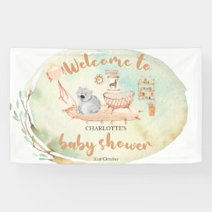 Boho we kunnen wachten op Baby shower Wellcome Sin Spandoek