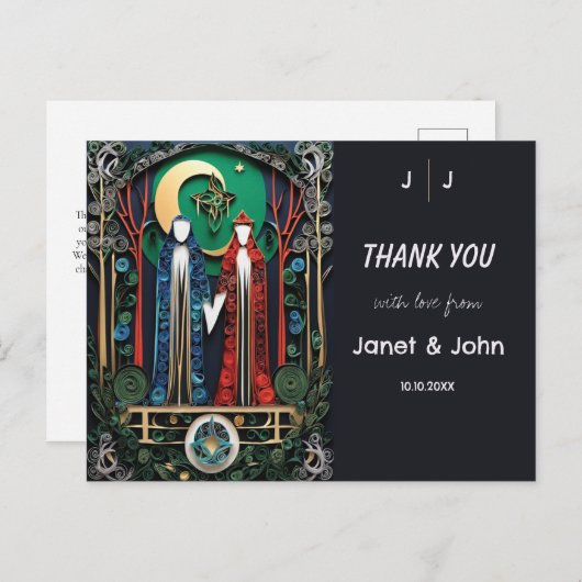 Boho Wedding Bedankt Briefkaart (Voorkant / Achterkant)