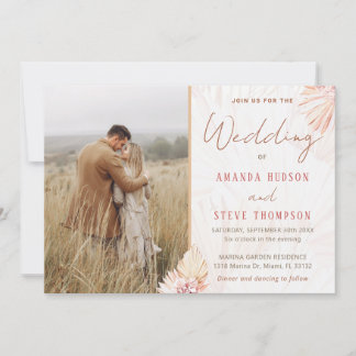 Boho Wedding Bohemian Pampas Grass Couple Foto Kaart