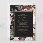 Boho Wedding Burgundy Blush Pink Cream Black Kaart (Voorkant)