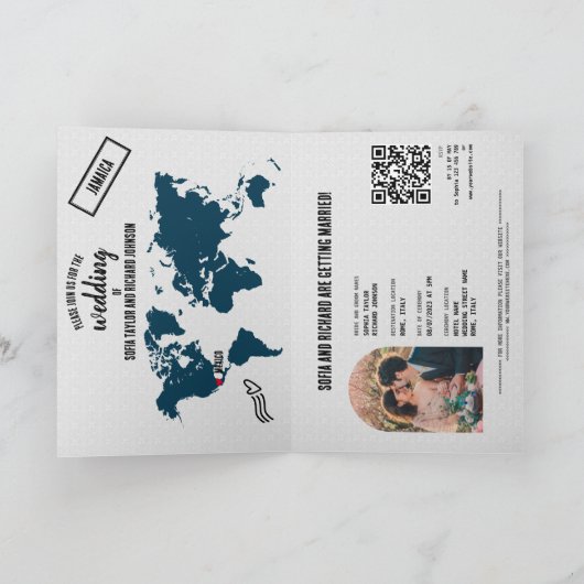 Boho Wedding Destination Passport Map QR Code (Binnen)