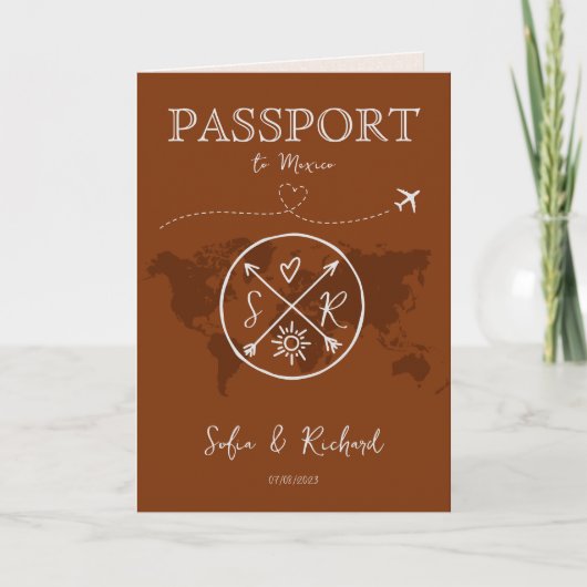 Boho Wedding Destination Passport Map Terracotta (Voorkant)