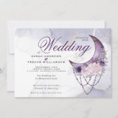 Boho Wedding Esoteric Amethyst Crescent Moon Kaart (Voorkant)