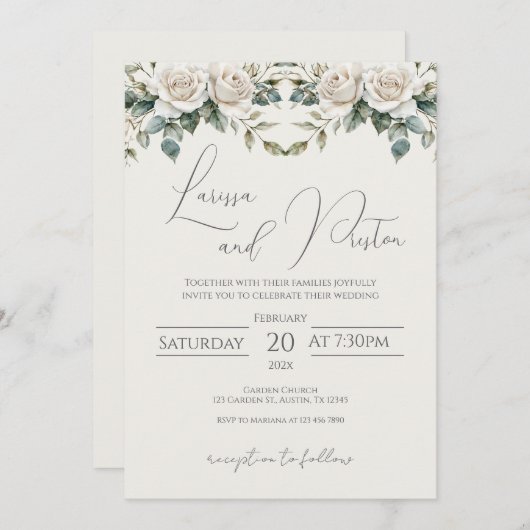 Boho Wedding Invitation (Devant / Derrière)