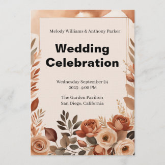 Boho Wedding Invitation | Terracotta Pampas Grass Kaart