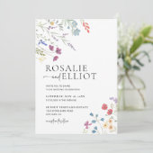 Boho Wedding Invitation, Wildflower Wedding Invite Kaart (Staand voorkant)