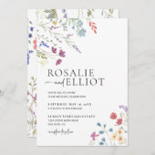 Boho Wedding Invitation, Wildflower Wedding Invite Kaart (Voorkant / Achterkant)