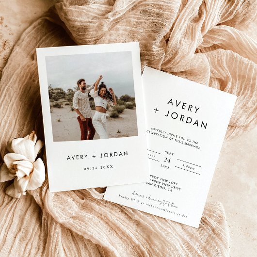 Boho Wedding Invite | Foto Modern minimalist Kaart