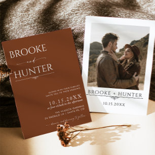 Boho Wedding Invite   Moderne minimalistische brui Kaart