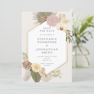 Boho Wedding Pampas Grass Orchid Save the Date Kaart