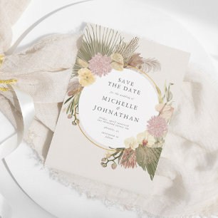 Boho Wedding Pampas Grass Palm Orchidee Bloemen Save The Date