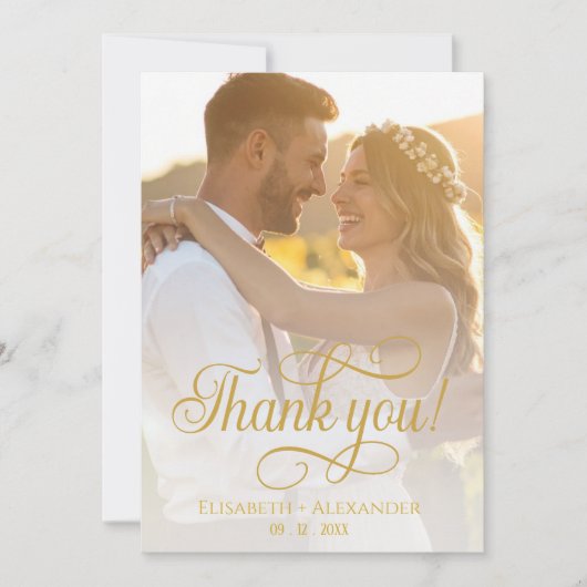 Boho Wedding Photo Script Bedankt Card (Voorkant)