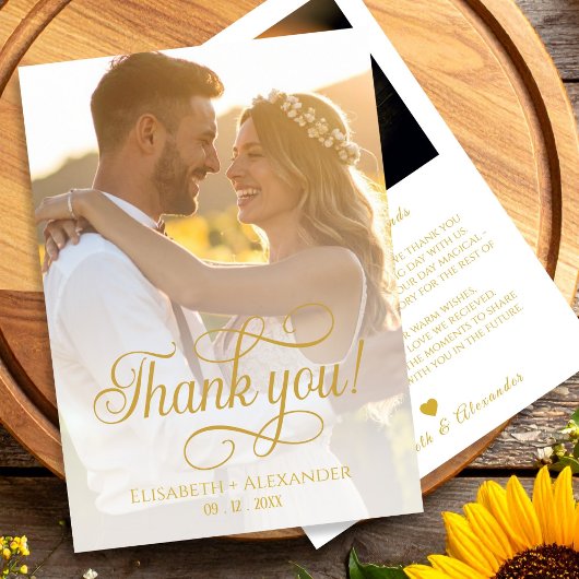Boho Wedding Photo Script Bedankt Card