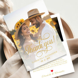 Boho Wedding Photo Script Bedankt Card