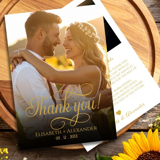 Boho Wedding Photo Script Bedankt Card