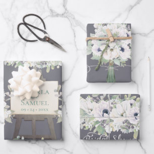 Boho Wedding Plum Waterverf Floral Vrijgezellenfee Inpakpapier Vel