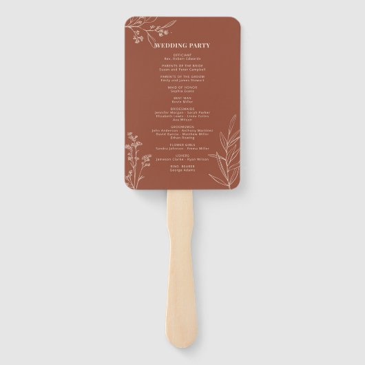 Boho Wedding Program fan, Ceremony Program floral Handwaaier (Achterkant)