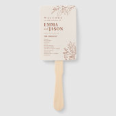 Boho Wedding Program fan, Ceremony Program floral Handwaaier (Voorkant)