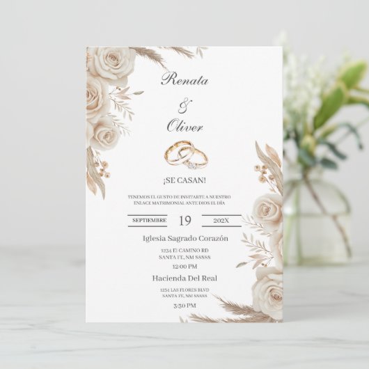 Boho wedding ring Spanish Wedding Invitation (Debout devant)
