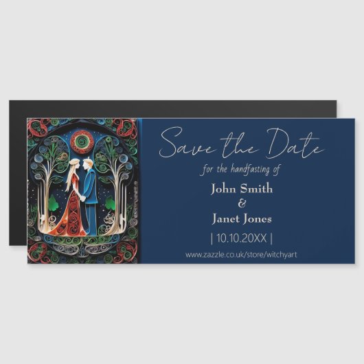 Boho Wedding Save the Date Magnet (Devant / Derrière)