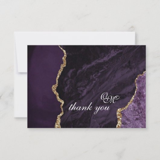 Boho Wedding Scrip Agaat Paarse en Goud Bedankkaart (Voorkant)