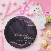 Boho Wedding Scrip Agaat Paarse en Goud Papieren Bordje (Feest)