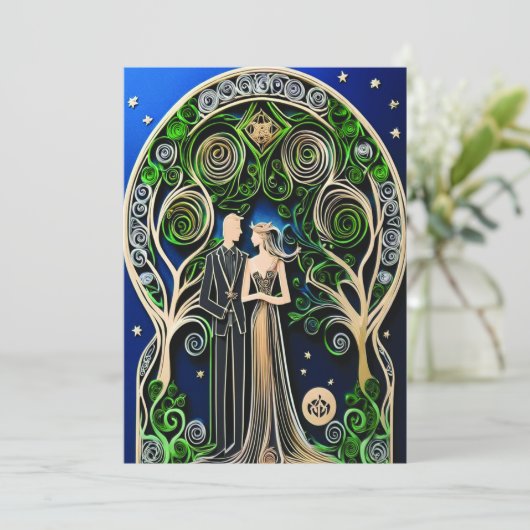 Boho Wedding Uitnodiging (Staand voorkant)