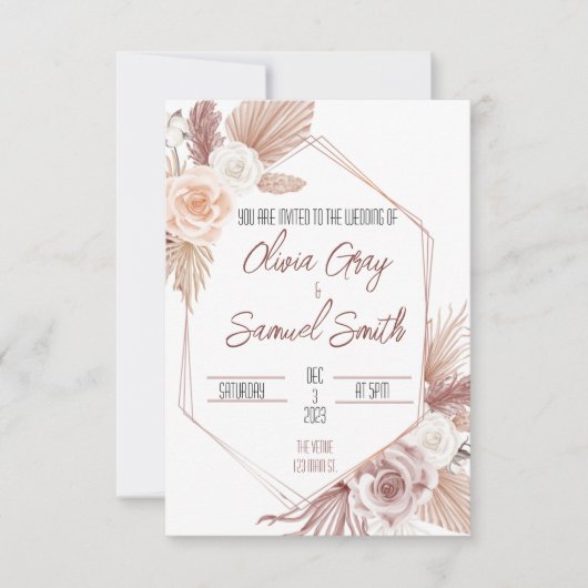 Boho Wedding Uitnodiging (Voorkant)