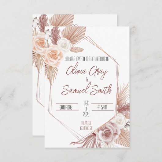 Boho Wedding Uitnodiging (Voorkant / Achterkant)