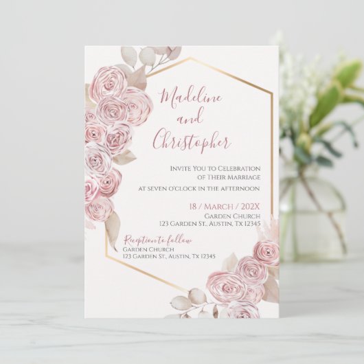 Boho Wedding Uitnodiging (Staand voorkant)