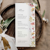 Boho Weide Wilde Bloemen Bruiloftsmenu Menu