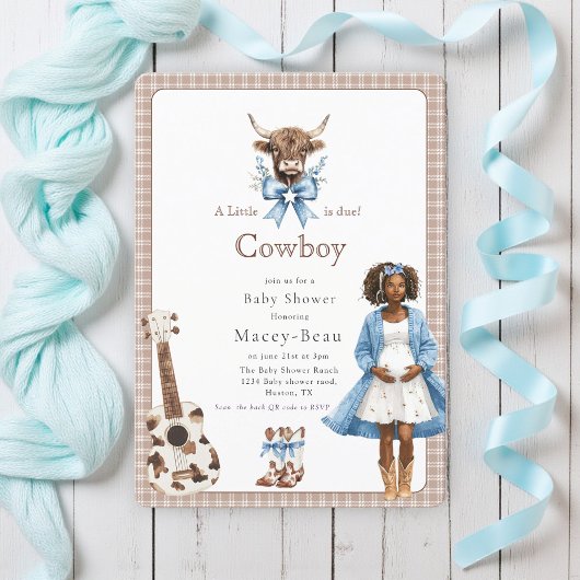 Boho Western Baby shower code Qr invitation