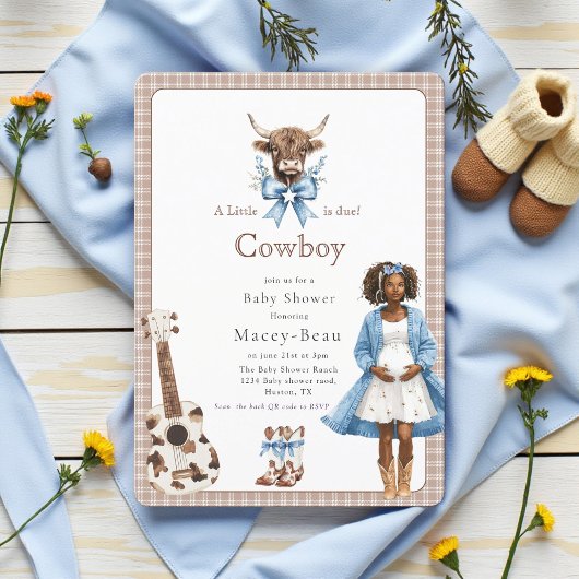 Boho Western Baby shower code Qr invitation
