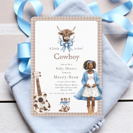 Boho Western Baby shower code Qr invitation