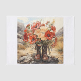 Boho Western Boots Bloemen Boeket voor Decoupage Tissuepapier