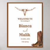Boho western bruiloft Welkomstbord Poster (Voorkant)