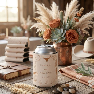 Boho Western Cowboy Illustratie Bruiloft Blikjeskoeler