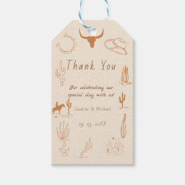 Boho Western Cowboy Illustratie Bruiloft Cadeaulabel