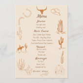 Boho Western Cowboy Illustratie Trouwen Menu (Voorkant)