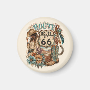 Boho Western Cowgirl Mother Road Aandenken Magneet