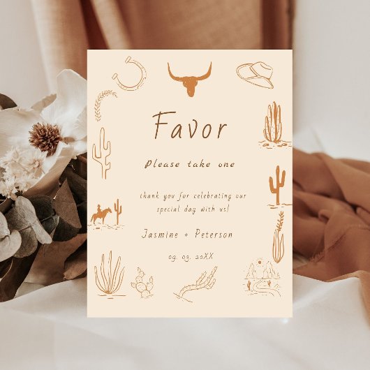 Boho Western Favorite People Wedding Favor signe