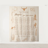 Boho Western Favorite People Wedding Seating chart Wandkleed (Voorkant)