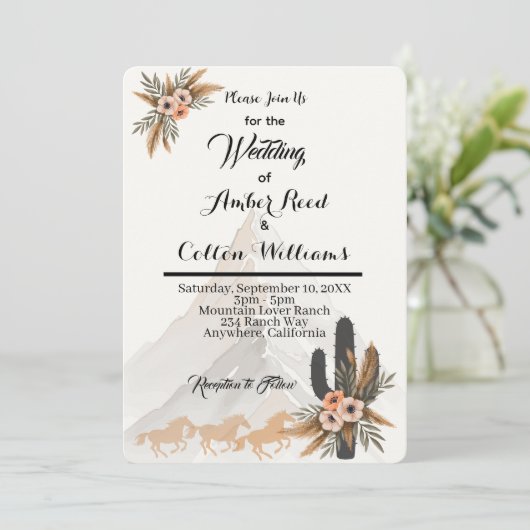 Boho Western Mountain Wedding Invitation (Debout devant)