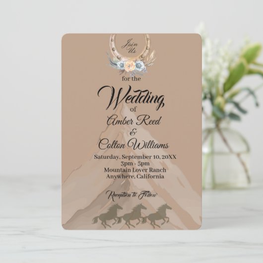 Boho Western Mountain Wedding Invitation (Debout devant)