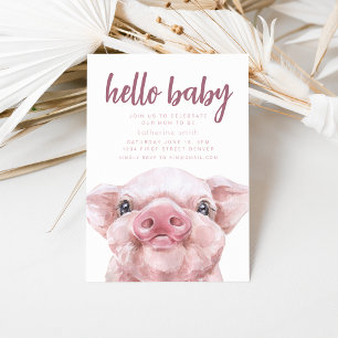 Boho Western Piggy Thema Baby shower Uitnodiging