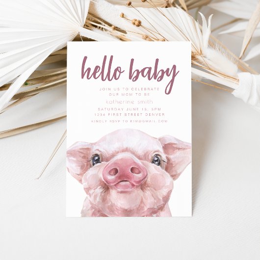 Boho Western Piggy Thema Baby shower Uitnodiging